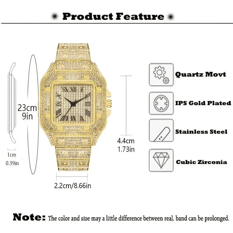 Elitecove Royal Iced Out Roman Numeral Watch