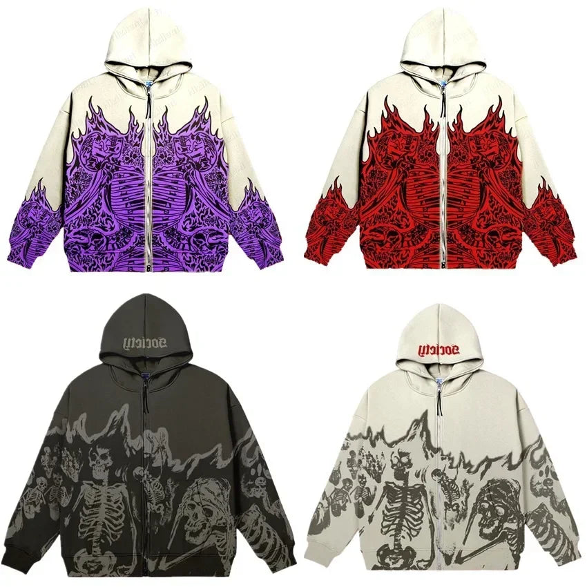 ÉliteCove Gothic Anime Zip-Up Hoodie