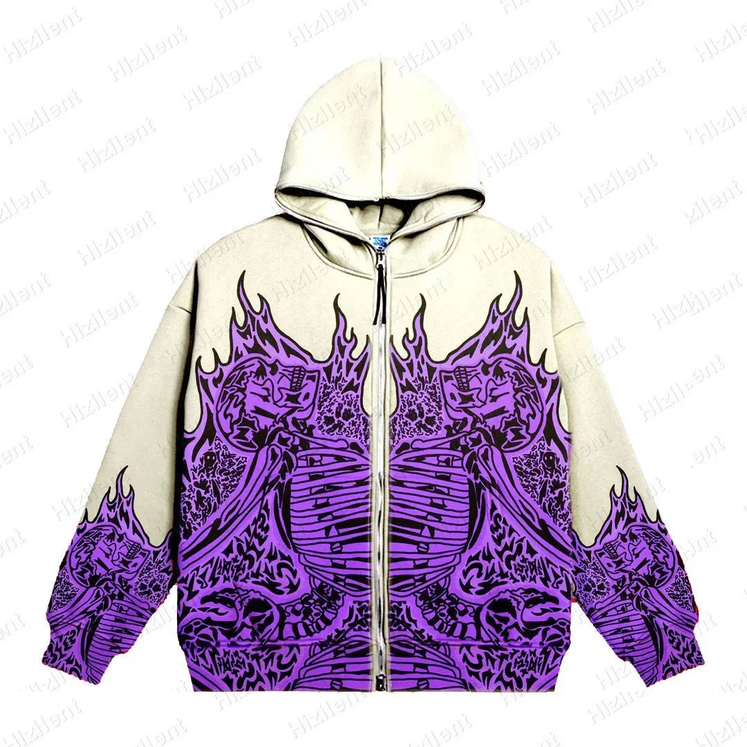 ÉliteCove Gothic Anime Zip-Up Hoodie