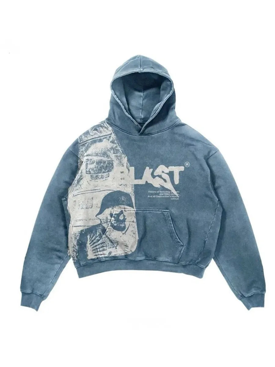 ÉliteCove "Blast" Acid-Wash Vintage Hoodie