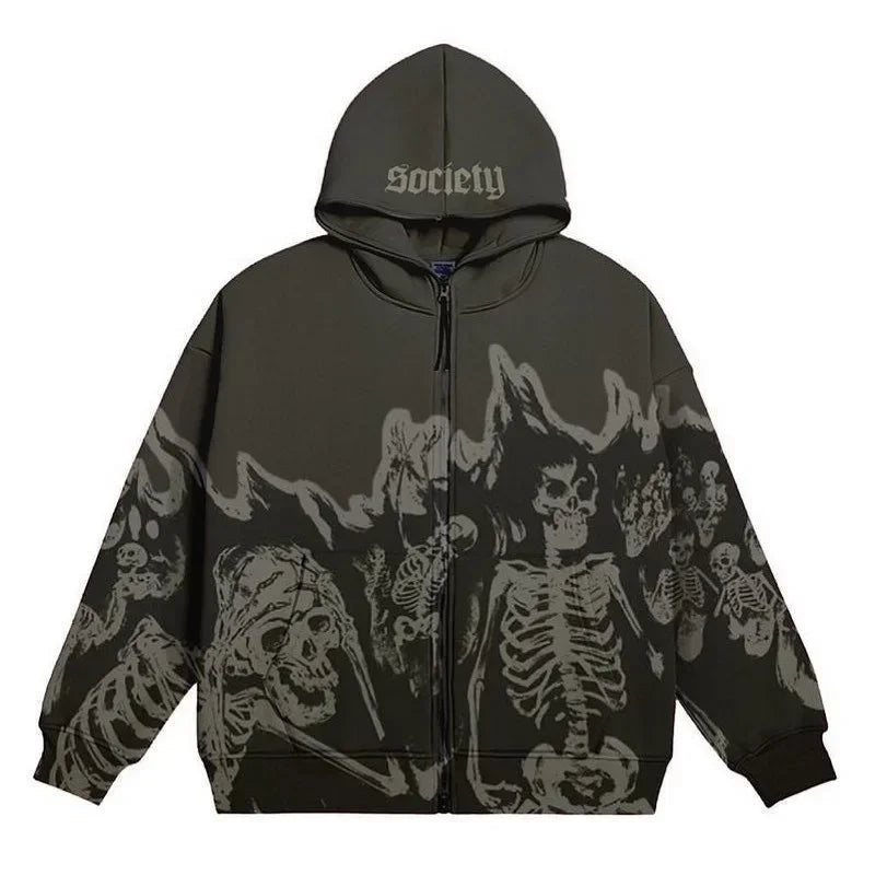 ÉliteCove Gothic Anime Zip-Up Hoodie