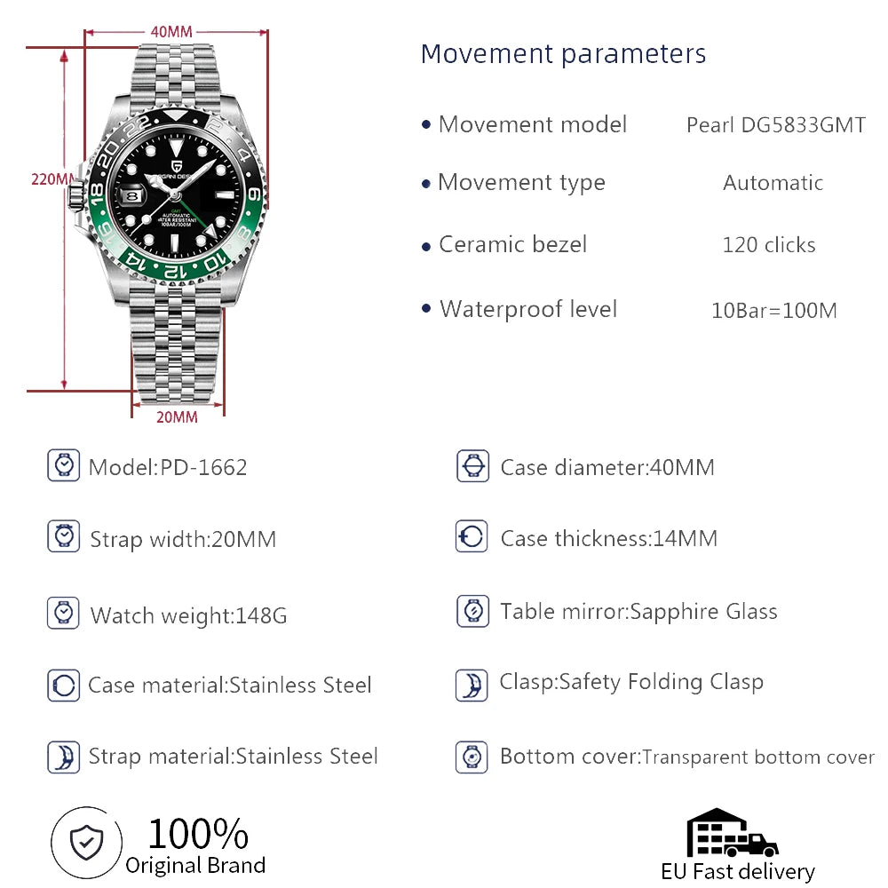 ÉliteCove "Globetrotter" GMT Automatic Watch