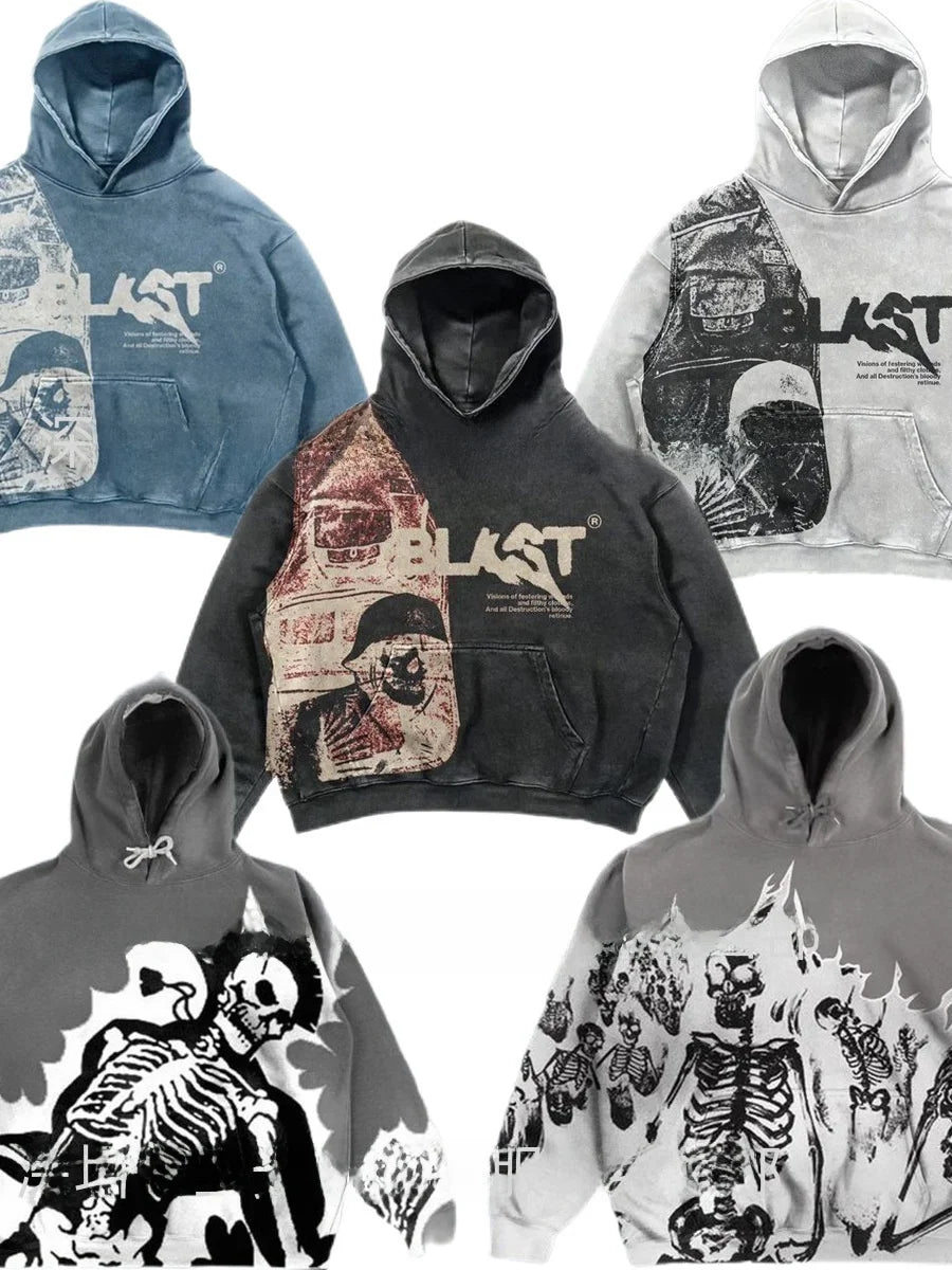 ÉliteCove "Blast" Acid-Wash Vintage Hoodie