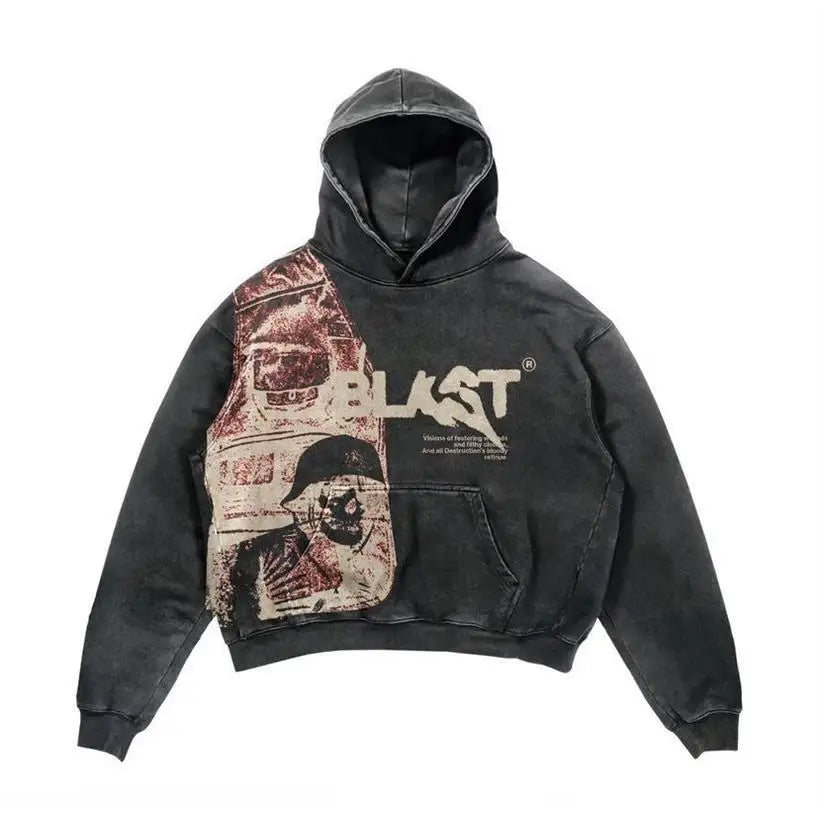 ÉliteCove "Blast" Acid-Wash Vintage Hoodie
