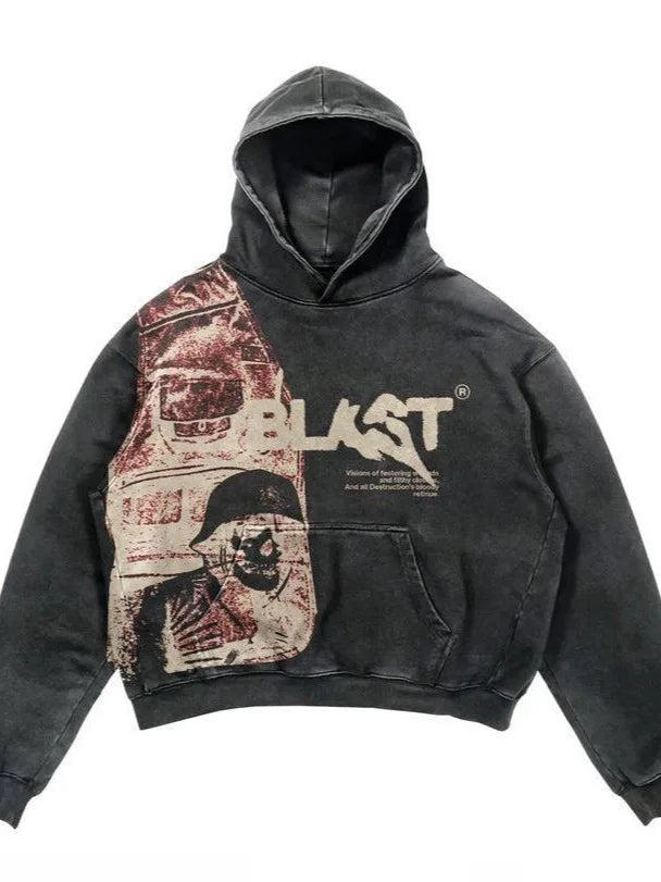 ÉliteCove "Blast" Acid-Wash Vintage Hoodie